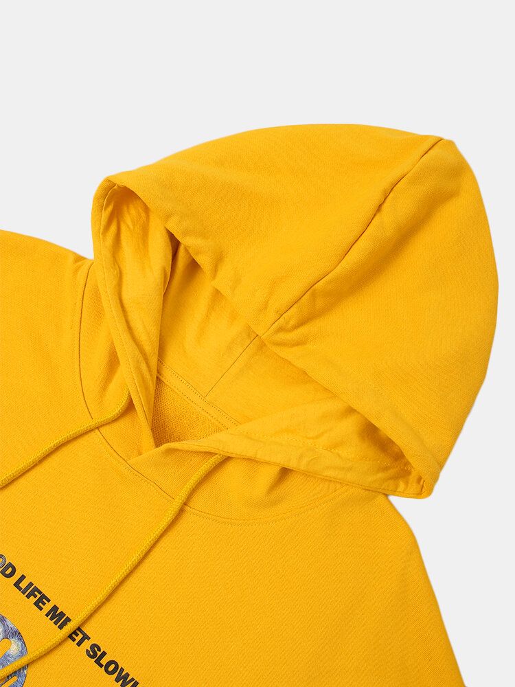 Sudaderas Con Capucha Con Cordón Y Diseño De Hombros Caídos Con Estampado De Eslogan Con Patrón De Sonrisa Para Hombre