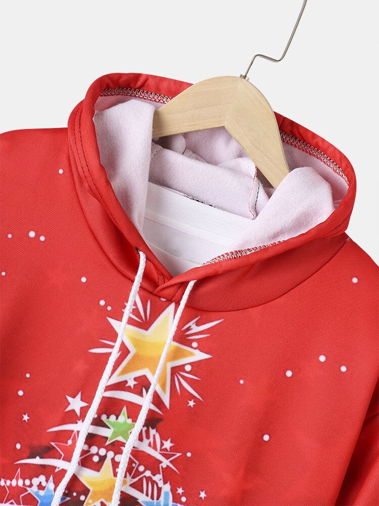 Sudaderas Con Capucha Con Cordón Y Estampado De Árbol De Navidad De Estrellas Para Hombre Con Bolsillo