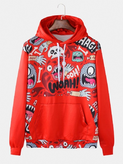 Sudaderas Con Capucha Con Cordón Y Estampado De Dibujos Animados Divertidos Para Hombre Con Bolsillo De Canguro