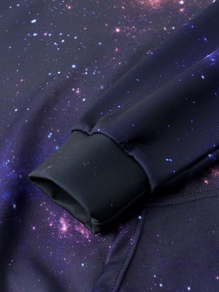 Sudaderas Con Capucha Con Cordón Y Estampado De Galaxia De Cielo Estrellado Para Hombre Con Bolsillo Canguro