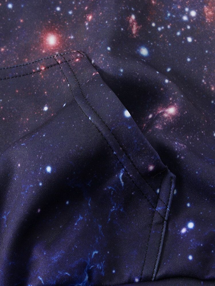 Sudaderas Con Capucha Con Cordón Y Estampado De Galaxia De Cielo Estrellado Para Hombre Con Bolsillo Canguro