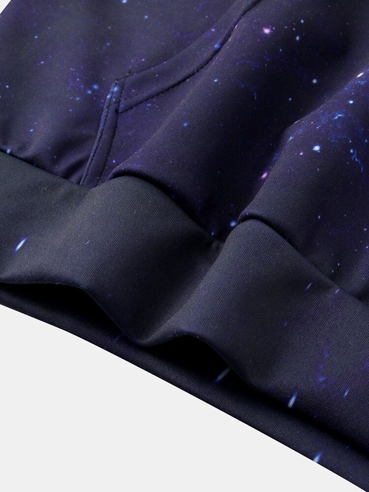 Sudaderas Con Capucha Con Cordón Y Estampado De Galaxia De Cielo Estrellado Para Hombre Con Bolsillo Canguro