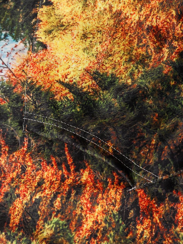 Sudaderas Con Capucha Con Cordón Y Estampado De Paisaje Forestal Para Hombre Con Bolsillo