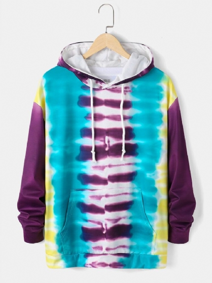 Sudaderas Con Capucha Con Cordón Y Hombros Caídos Con Efecto Tie Dye Ombre Para Hombre Con Bolsillo