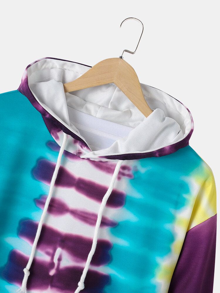 Sudaderas Con Capucha Con Cordón Y Hombros Caídos Con Efecto Tie Dye Ombre Para Hombre Con Bolsillo