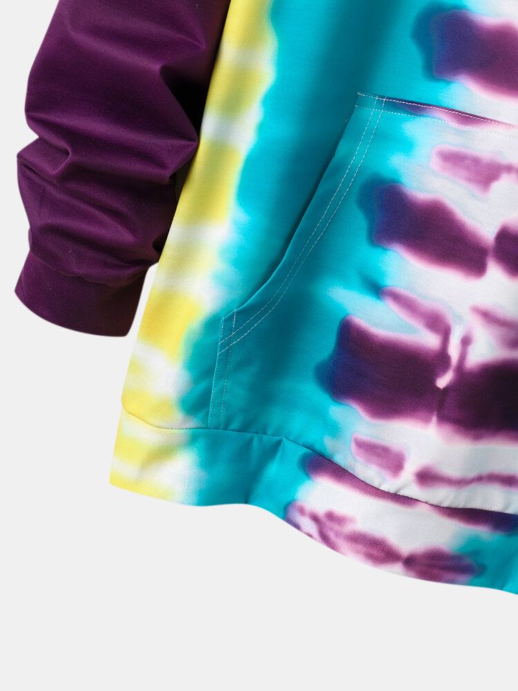 Sudaderas Con Capucha Con Cordón Y Hombros Caídos Con Efecto Tie Dye Ombre Para Hombre Con Bolsillo