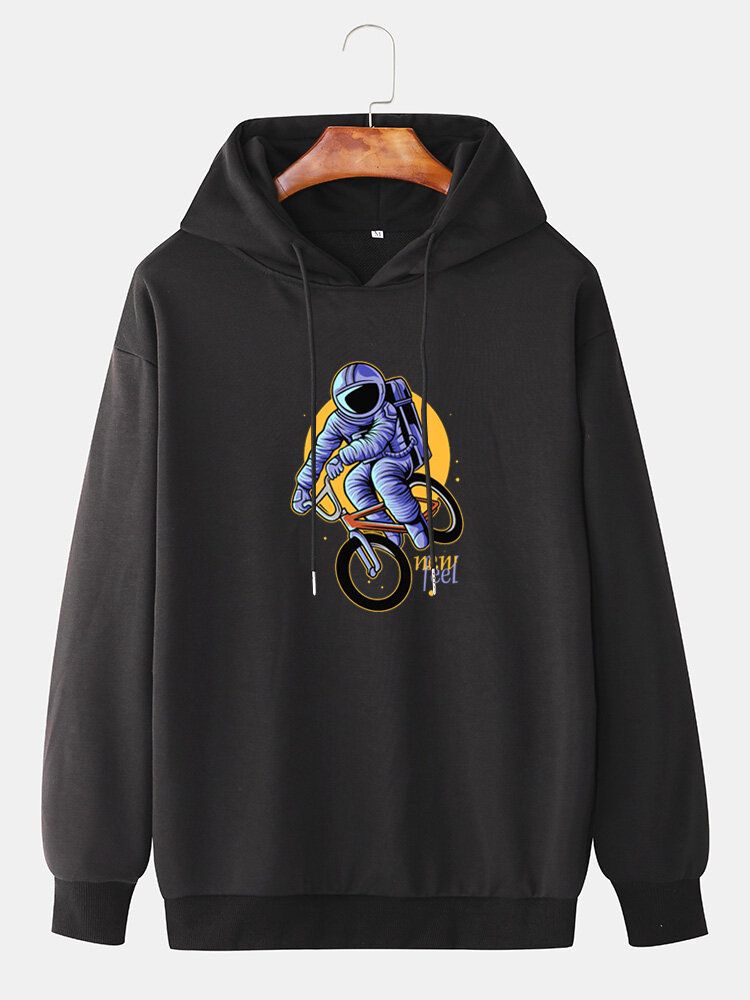 Sudaderas Con Capucha Con Cordón Y Hombros Caídos Con Estampado De Astronauta Divertido Para Hombre