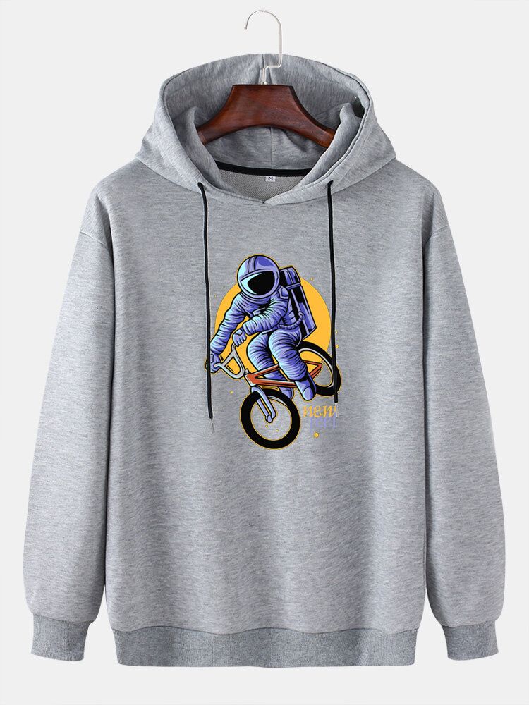 Sudaderas Con Capucha Con Cordón Y Hombros Caídos Con Estampado De Astronauta Divertido Para Hombre