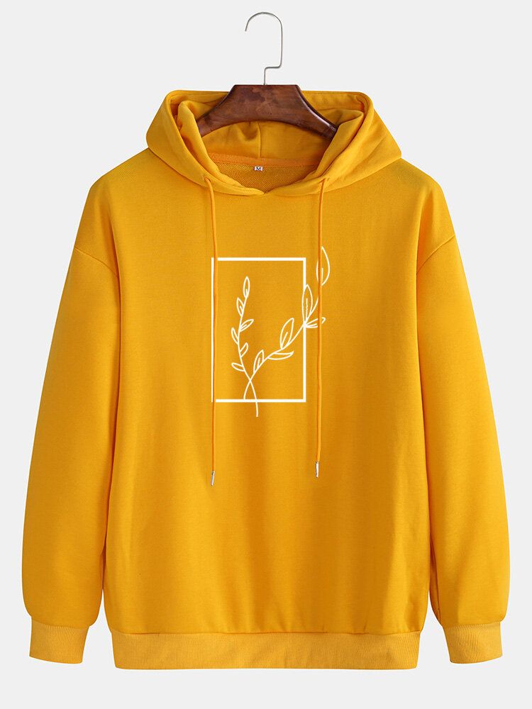 Sudaderas Con Capucha Con Cordón Y Hombros Caídos Con Estampado Gráfico Simple Para Hombre