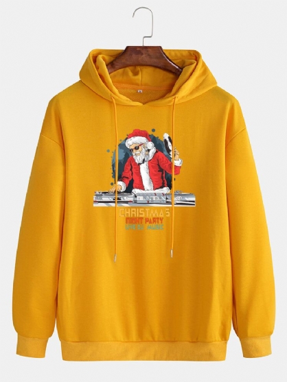 Sudaderas Con Capucha Con Cordón Y Manga Caída Con Estampado De Letras De Papá Noel Navideño Para Hombre