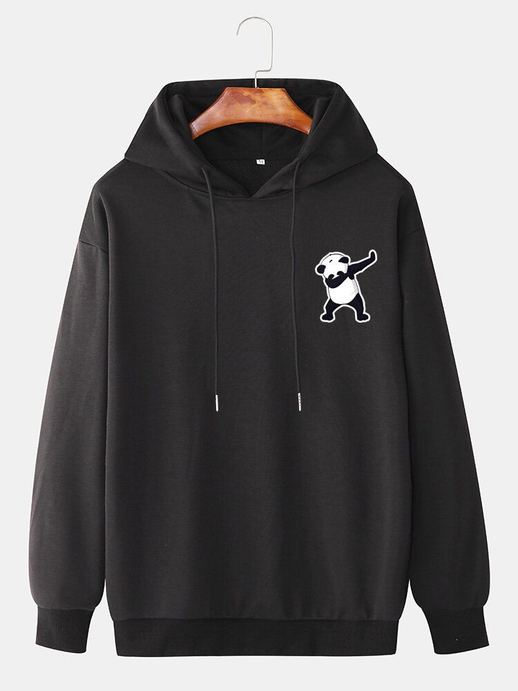 Sudaderas Con Capucha De Dibujos Animados De Manga Larga Con Hombros Caídos De Panda Lindo Para Hombre