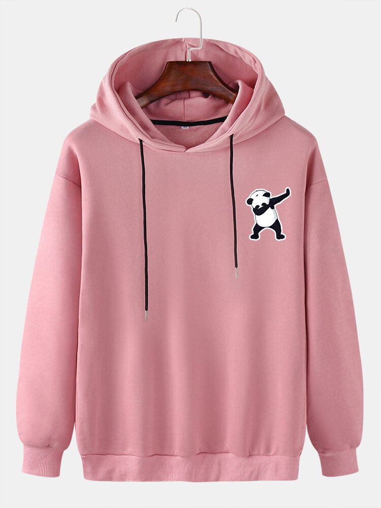 Sudaderas Con Capucha De Dibujos Animados De Manga Larga Con Hombros Caídos De Panda Lindo Para Hombre