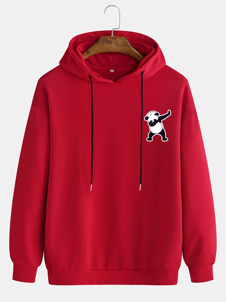 Sudaderas Con Capucha De Dibujos Animados De Manga Larga Con Hombros Caídos De Panda Lindo Para Hombre