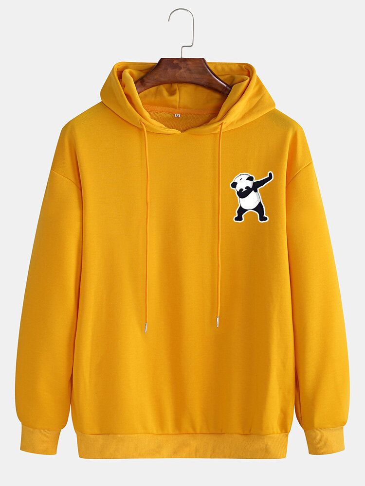 Sudaderas Con Capucha De Dibujos Animados De Manga Larga Con Hombros Caídos De Panda Lindo Para Hombre