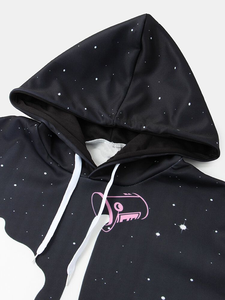 Sudaderas Con Capucha Con Diseño De Estampado De Cielo Estrellado Y Paisaje Para Hombre Con Bolsillo De Canguro