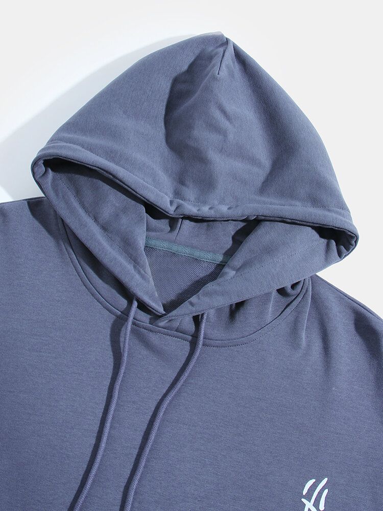 Sudaderas Con Capucha Con Diseño De Gato Y Letras En La Espalda Para Hombre Con Bolsillo De Canguro