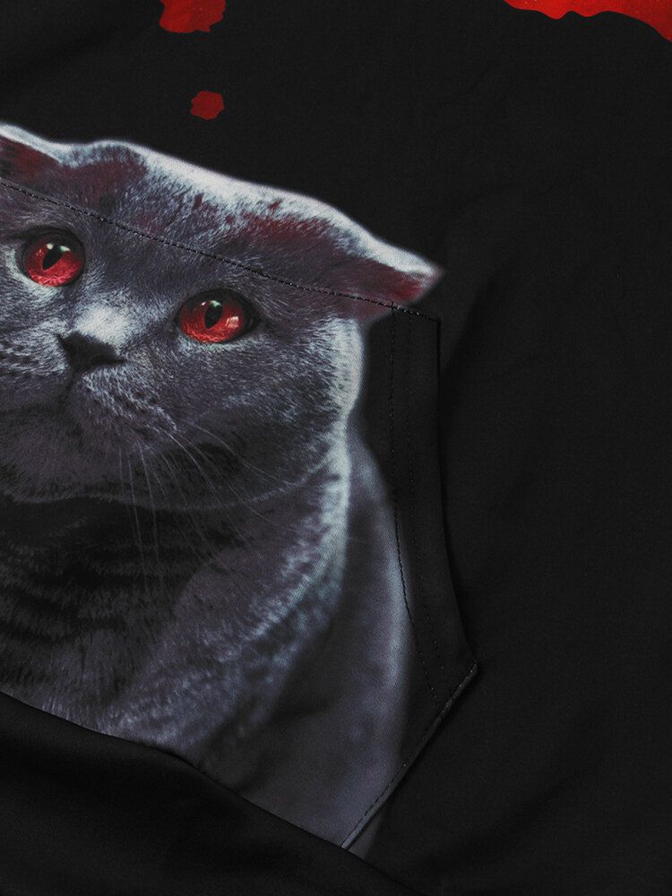 Sudaderas Con Capucha Con Estampado De Gatos Y Galaxias En 3d Para Hombre Con Bolsillo