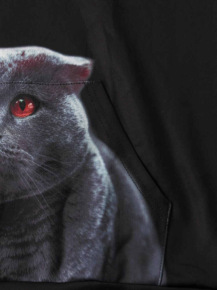 Sudaderas Con Capucha Con Estampado De Gatos Y Galaxias En 3d Para Hombre Con Bolsillo