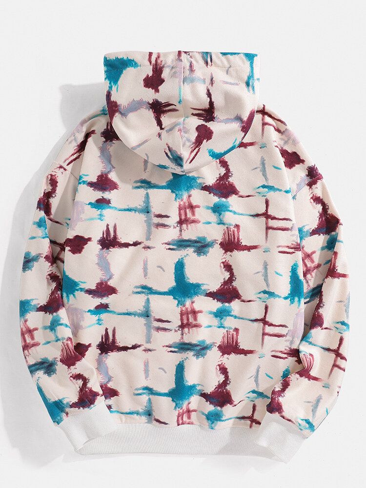 Sudaderas Con Capucha De Forro Polar Con Cordón De Diseño Teñido Anudado Para Hombre Con Bolsillo