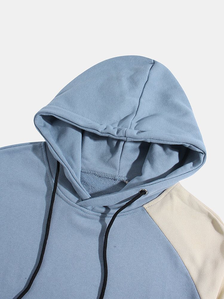 Sudaderas Con Capucha De Hombro Caído Con Bolsillo De Canguro De Color Sólido Para Hombre