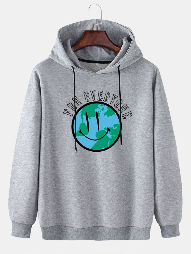 Sudaderas Con Capucha De Hombro Caído Con Estampado De Planeta Y Eslogan Lindo Para Hombre