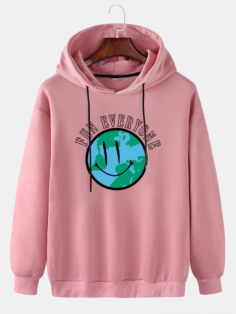 Sudaderas Con Capucha De Hombro Caído Con Estampado De Planeta Y Eslogan Lindo Para Hombre