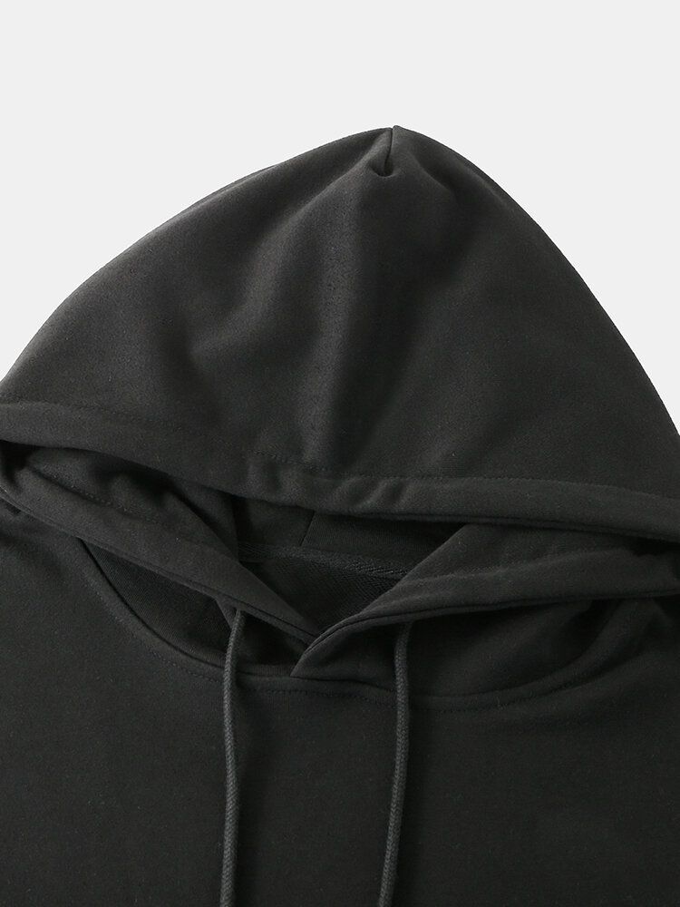 Sudaderas Con Capucha De Hombros Caídas Con Bolsillo De Canguro Con Estampado De Mapa 100% Algodón Para Hombre