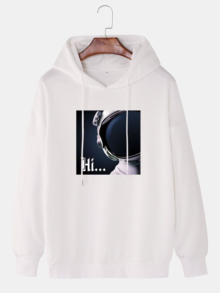 Sudaderas Con Capucha De Hombros Caídas Casuales De Manga Larga Con Estampado De Astronauta Para Hombre