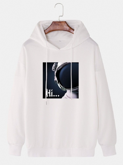 Sudaderas Con Capucha De Hombros Caídas Casuales De Manga Larga Con Estampado De Astronauta Para Hombre