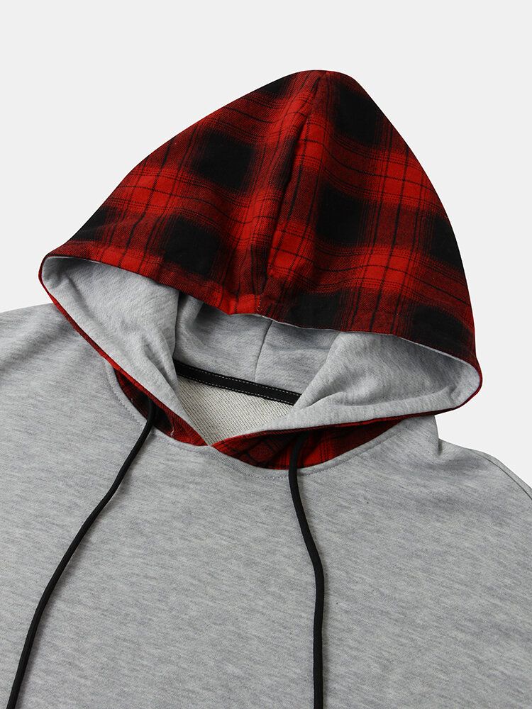 Sudaderas Con Capucha De Hombros Caídos De Imitación Twinset A Cuadros Para Hombre Con Bolsillo