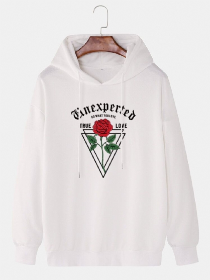 Sudaderas Con Capucha De Hombros Caídos De Manga Larga Con Gráficos Casuales De Rosas Y Letras Para Hombres