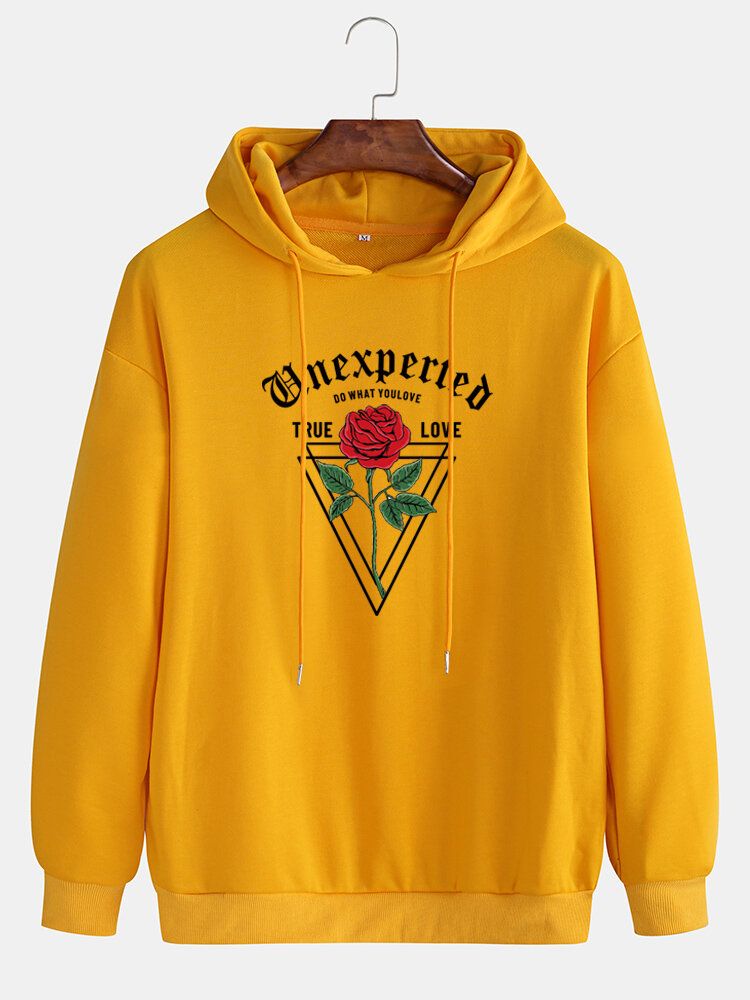 Sudaderas Con Capucha De Hombros Caídos De Manga Larga Con Gráficos Casuales De Rosas Y Letras Para Hombres