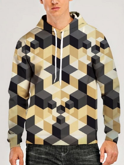 Sudaderas Con Capucha Informales Con Cordón Con Estampado Geográfico En 3d Para Hombre