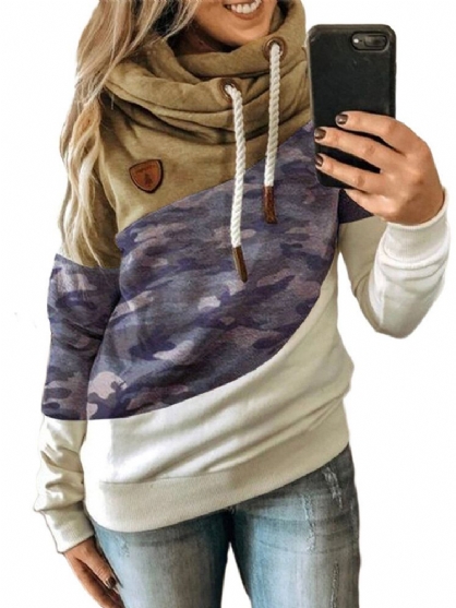 Sudaderas Con Capucha Informales Con Cordón De Manga Larga De Algodón Con Estampado De Camuflaje Para Mujer