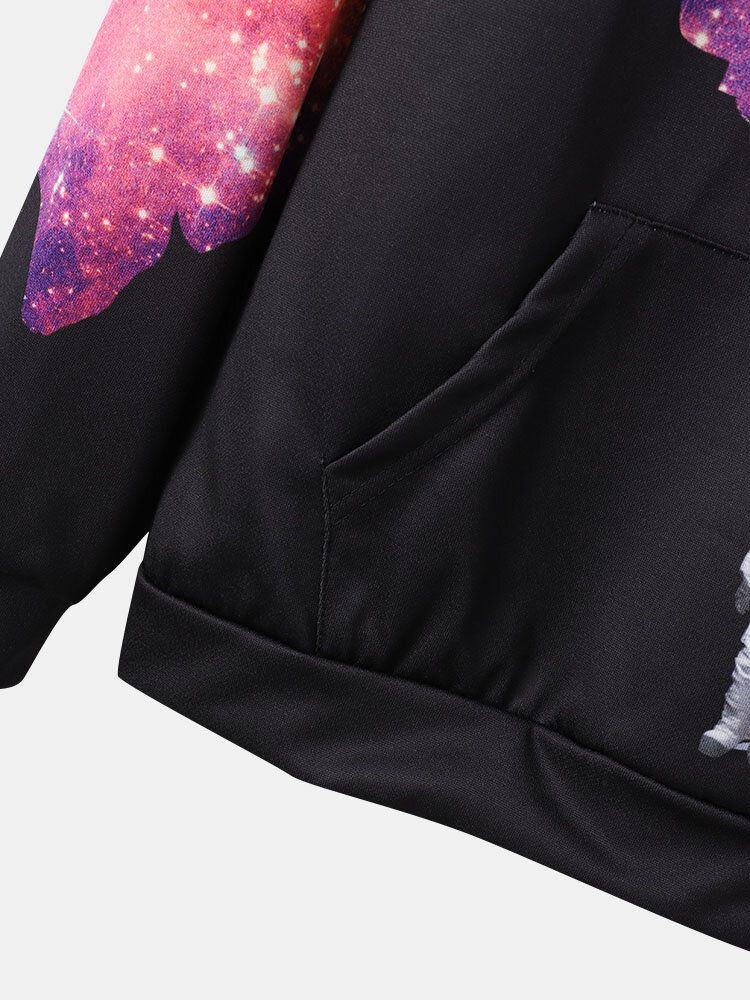 Sudaderas Con Capucha Informales Con Estampado De Cielo Estrellado De Astronauta Para Hombre