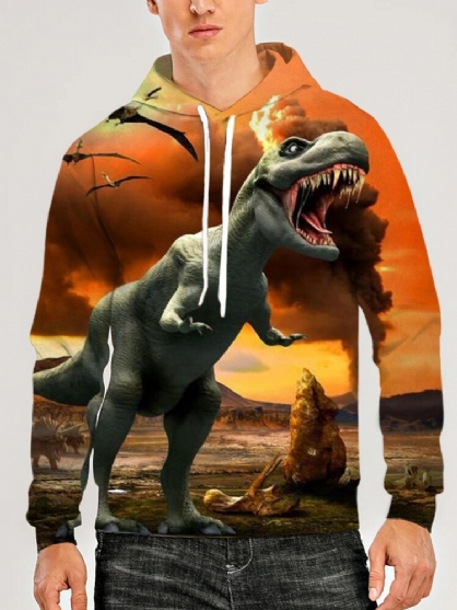 Sudaderas Con Capucha Informales Con Estampado De Dinosaurio 3d Para Hombre