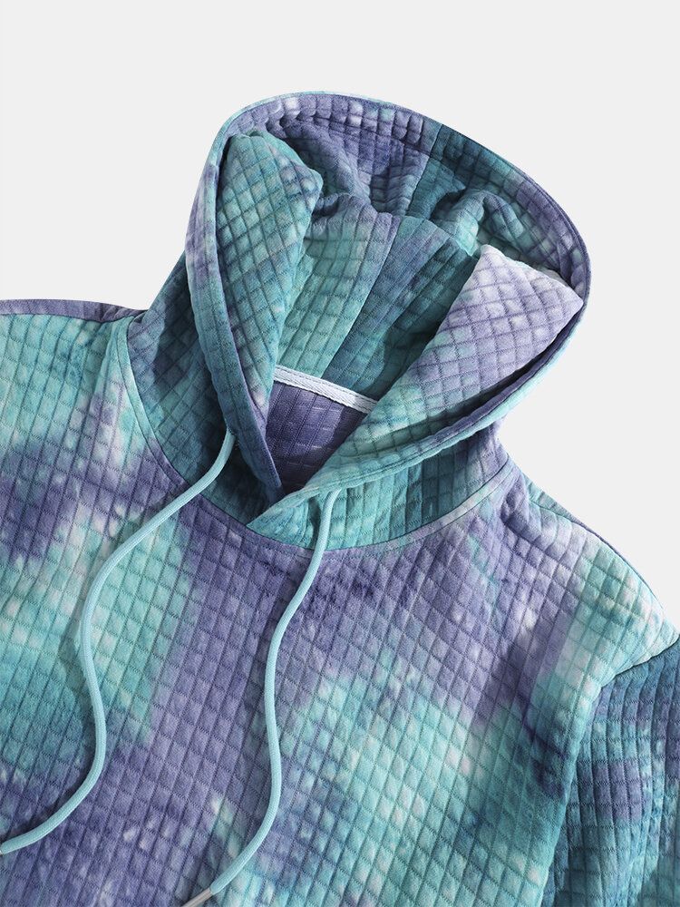 Sudaderas Con Capucha De Jacquard Con Cordón Y Teñido Anudado Para Hombre Con Bolsillo