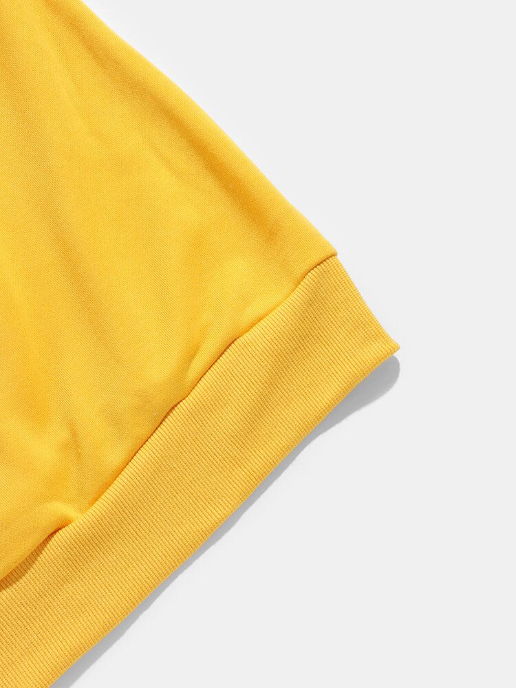 Sudaderas Con Capucha De Lazo Amarillo De Manga Larga Con Rayas Laterales Para Hombre