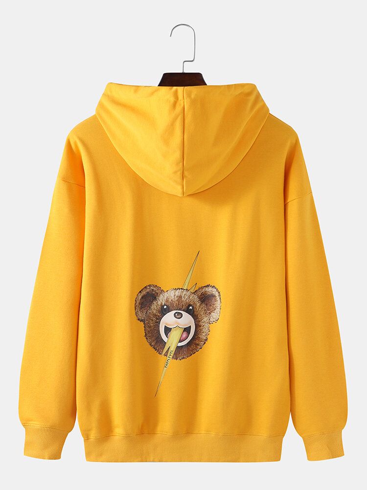 Sudaderas Con Capucha Lindas Con Bolsillo De Canguro Con Estampado De Oso De Dibujos Animados Para Hombre