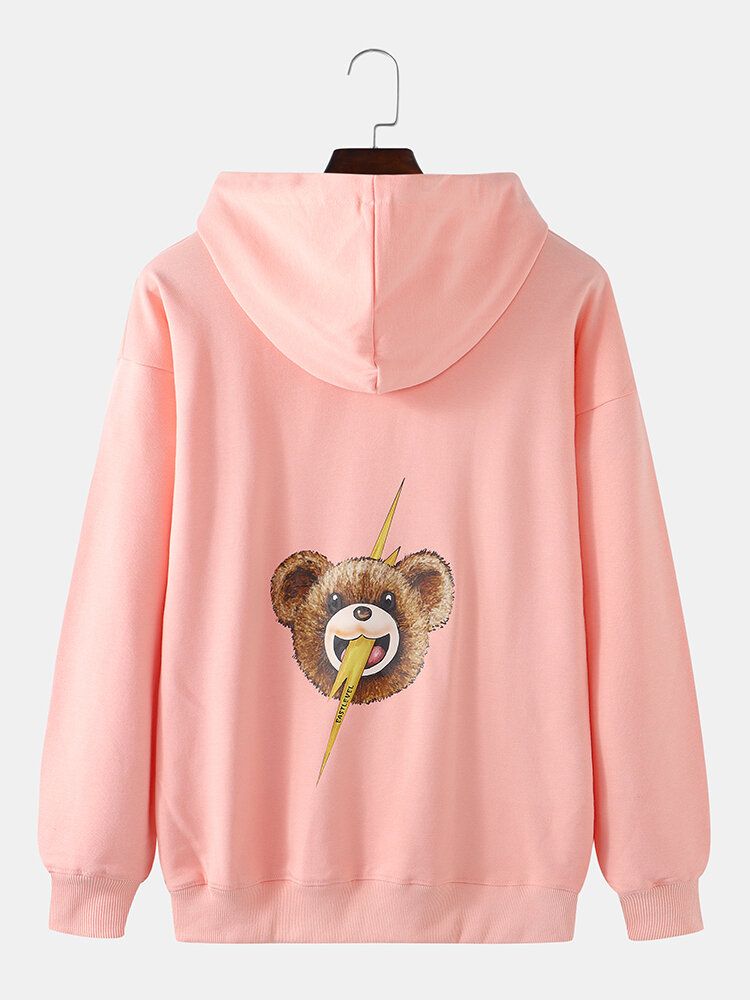 Sudaderas Con Capucha Lindas Con Bolsillo De Canguro Con Estampado De Oso De Dibujos Animados Para Hombre