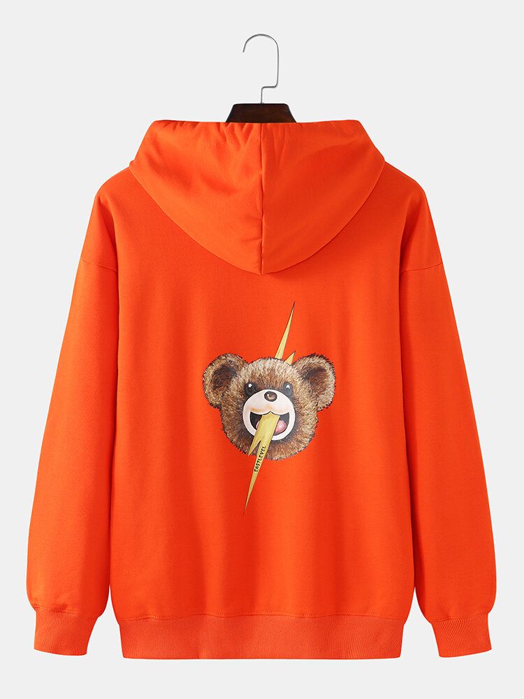 Sudaderas Con Capucha Lindas Con Bolsillo De Canguro Con Estampado De Oso De Dibujos Animados Para Hombre