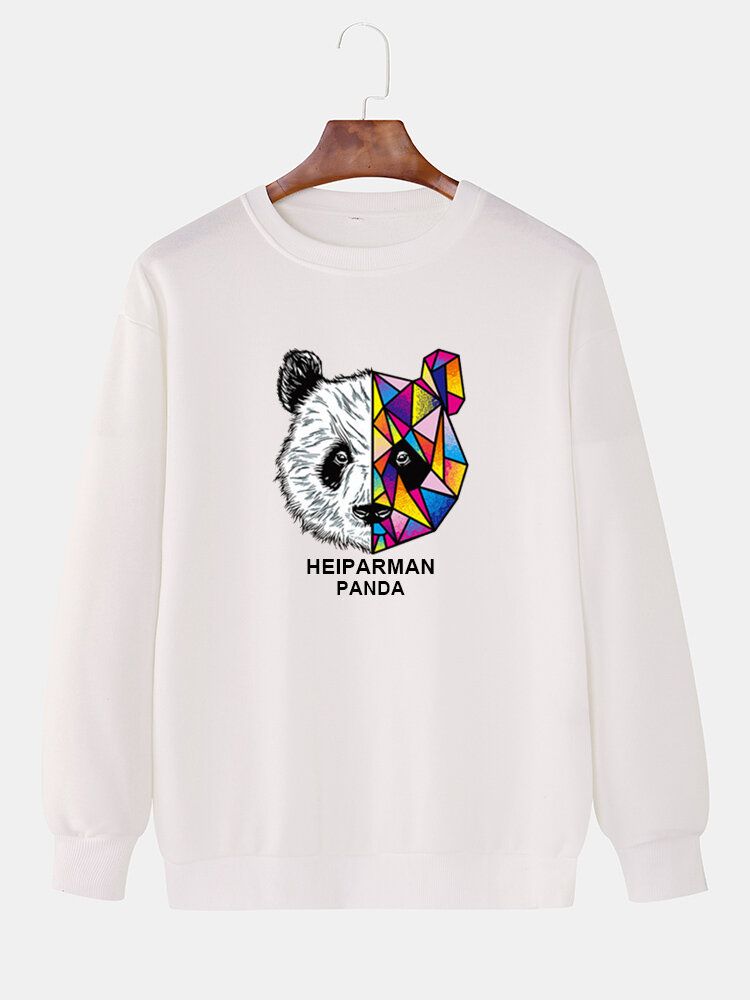 Sudaderas Con Capucha Lindas Con Estampado De Panda De Geometría De Dibujos Animados Para Hombre