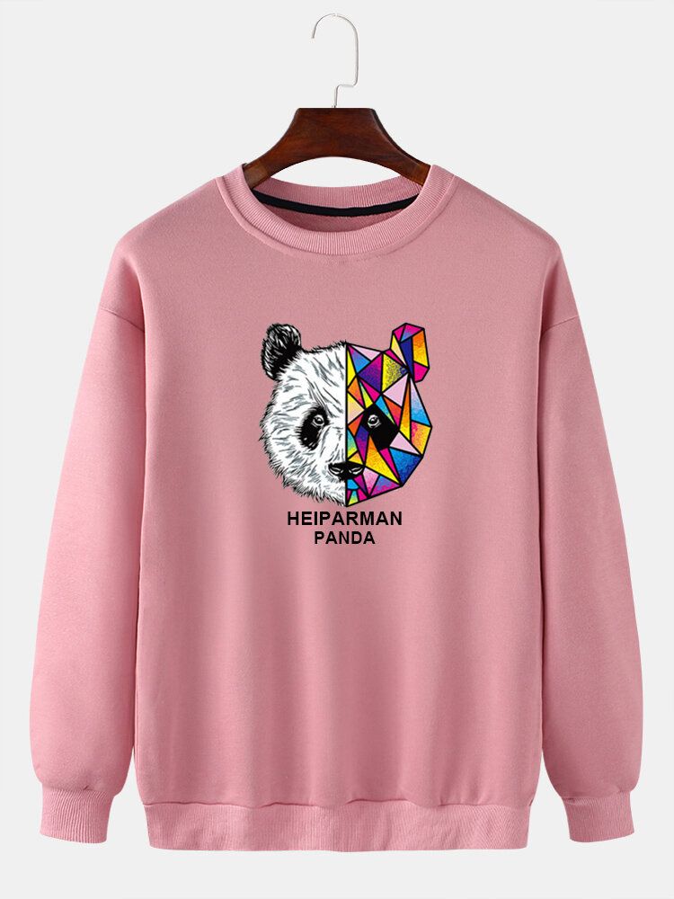 Sudaderas Con Capucha Lindas Con Estampado De Panda De Geometría De Dibujos Animados Para Hombre