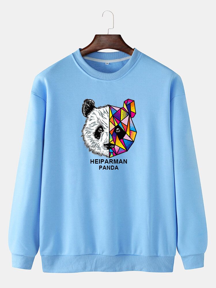 Sudaderas Con Capucha Lindas Con Estampado De Panda De Geometría De Dibujos Animados Para Hombre