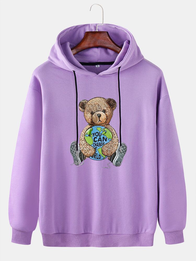 Sudaderas Con Capucha Lindas De Manga Larga Con Estampado De Oso De Muñeca Para Hombre