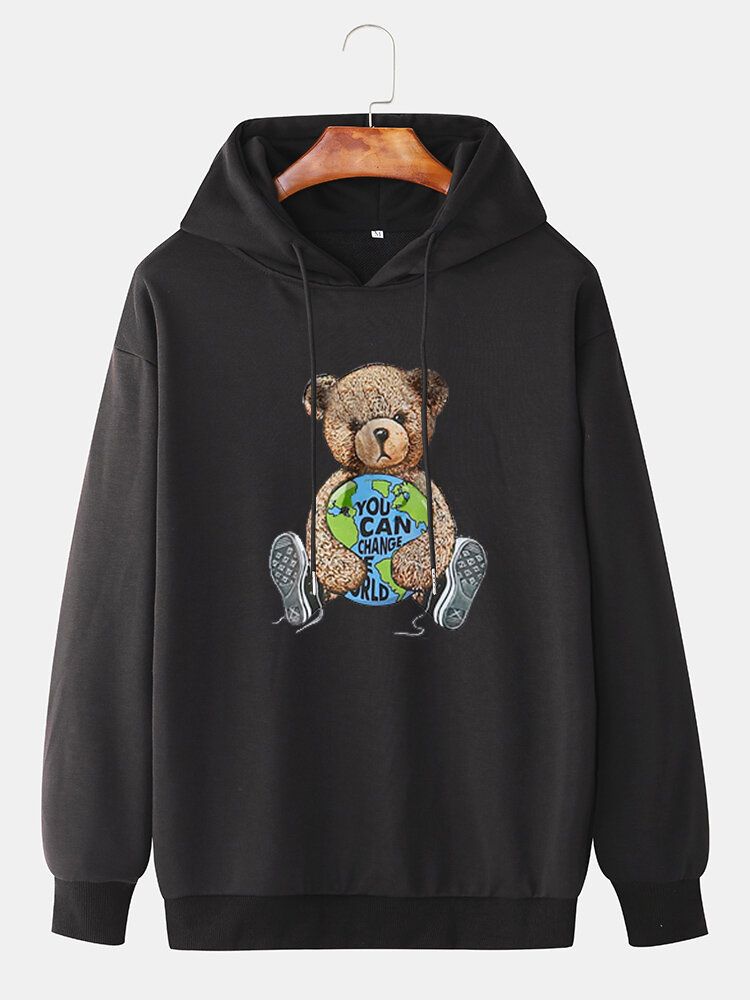 Sudaderas Con Capucha Lindas De Manga Larga Con Estampado De Oso De Muñeca Para Hombre