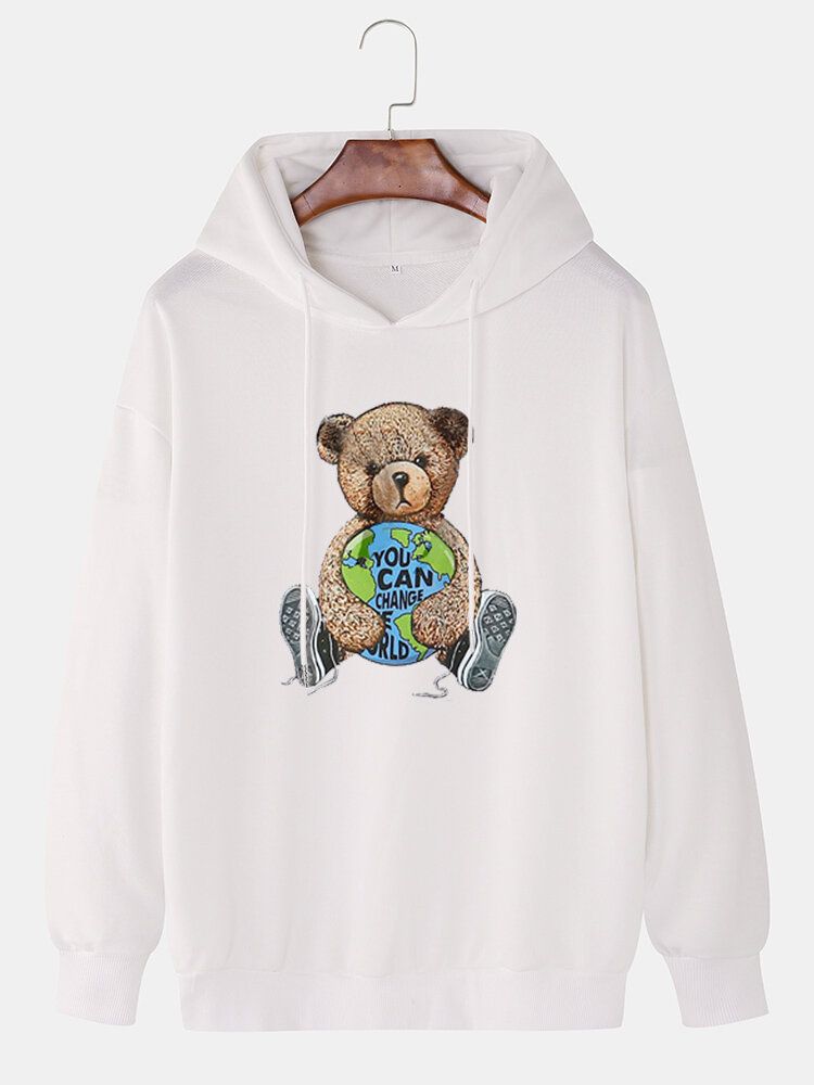 Sudaderas Con Capucha Lindas De Manga Larga Con Estampado De Oso De Muñeca Para Hombre