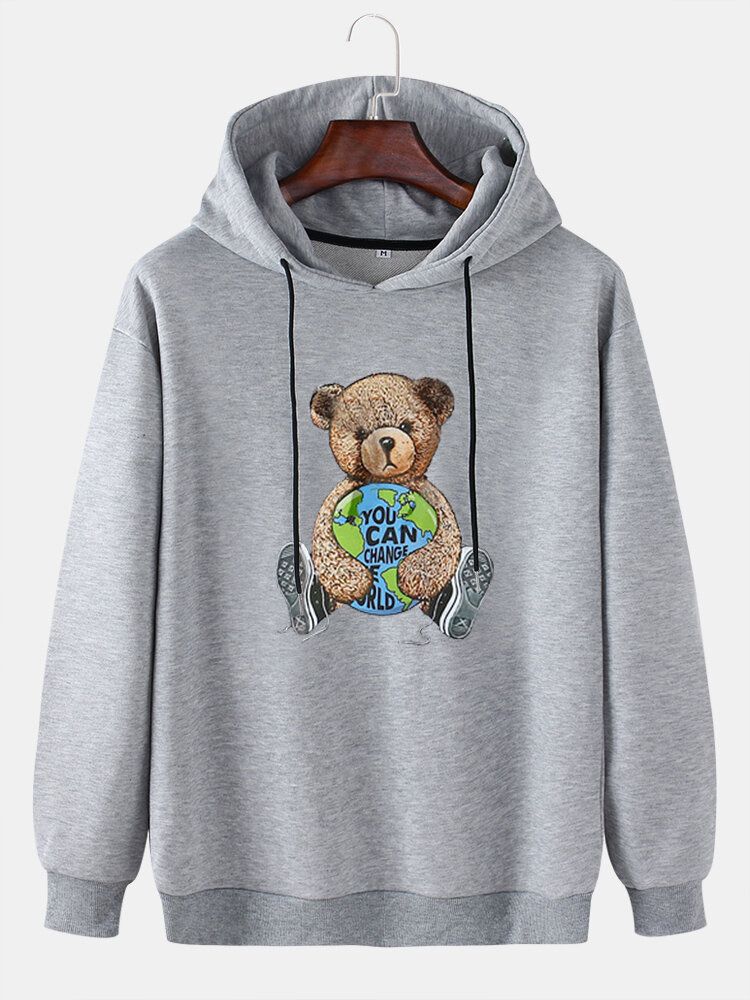 Sudaderas Con Capucha Lindas De Manga Larga Con Estampado De Oso De Muñeca Para Hombre