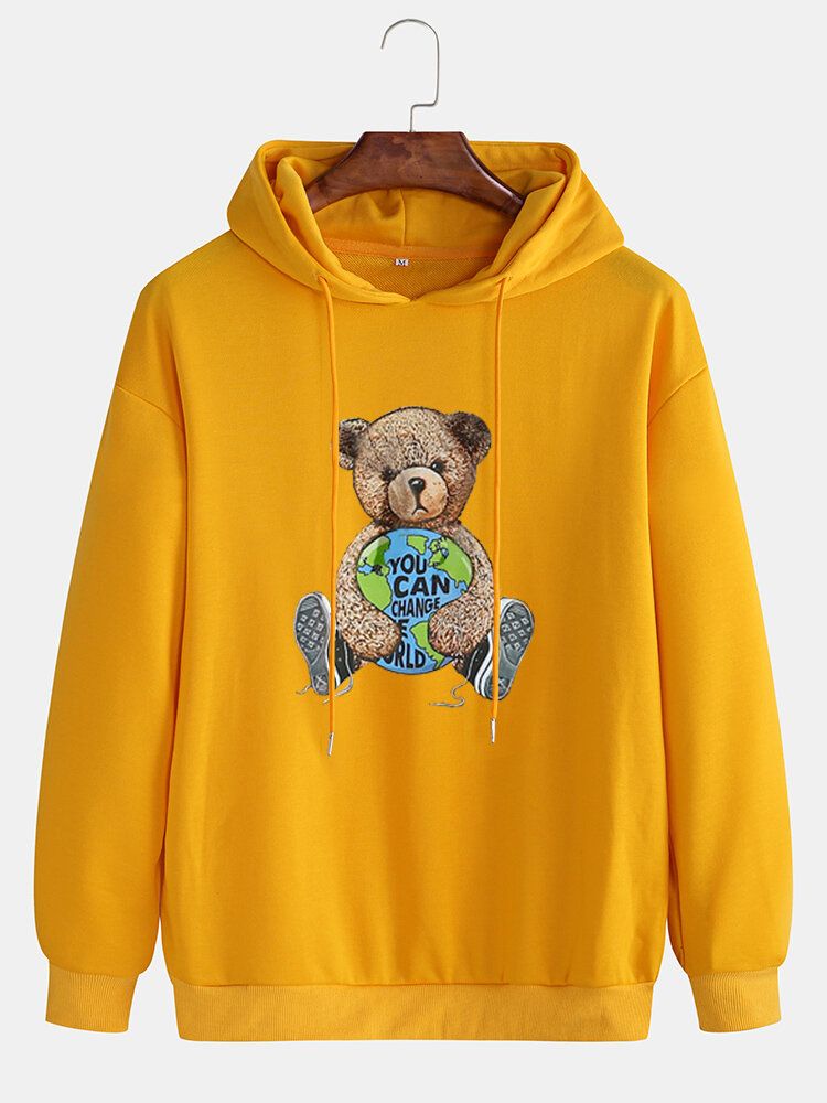 Sudaderas Con Capucha Lindas De Manga Larga Con Estampado De Oso De Muñeca Para Hombre