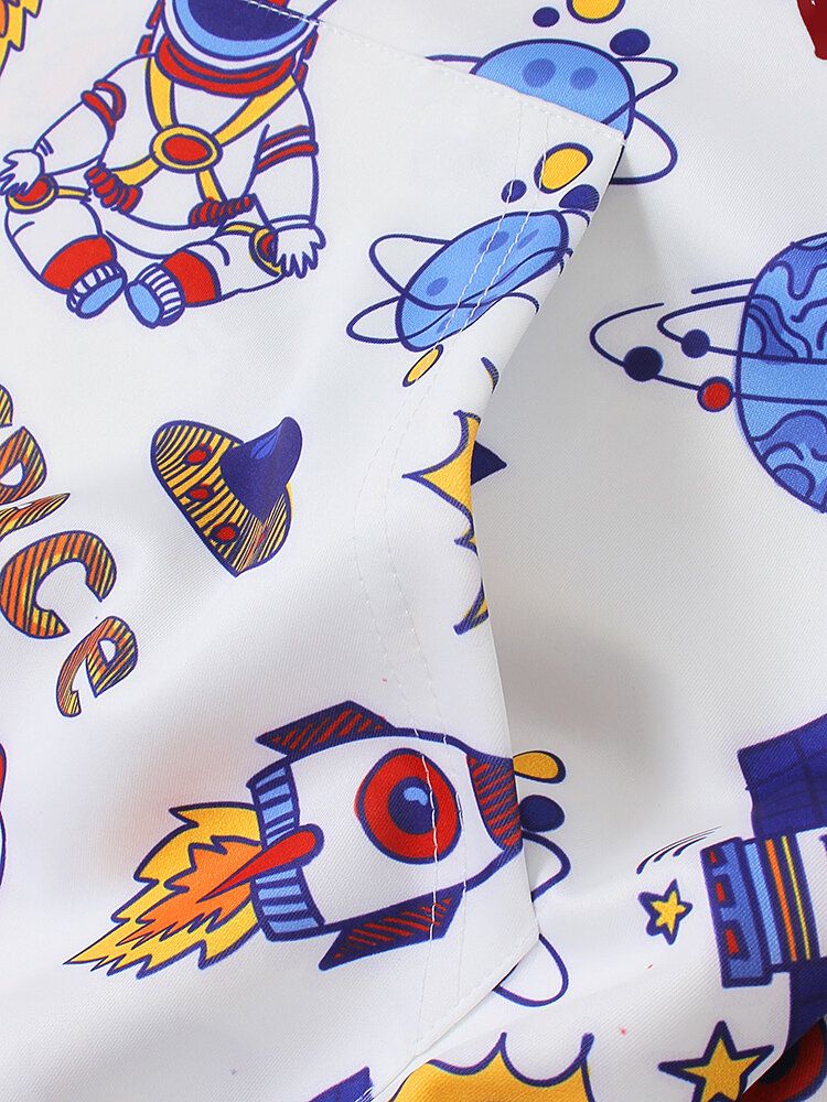 Sudaderas Con Capucha Lindas De Manga Larga Con Estampado De Planeta Astronauta De Dibujos Animados Para Hombre Con Bolsillo De Canguro